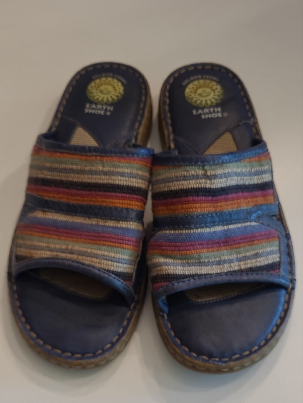 Earth Shoe Gelron2000 Tahoe Slide Sandal Multicolor Striped Print Straps - Picture 5 of 17